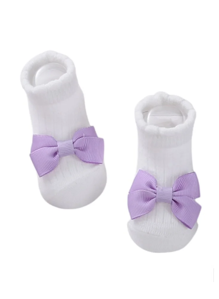 Bambimici Bambimici - Aaliyah Socks & Cute Ribbon Big Bow Headband Set - Purple
