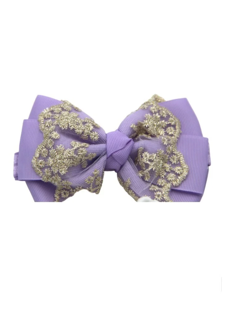 Bambimici Bambimici - Aaliyah Socks & Cute Ribbon Big Bow Headband Set - Purple