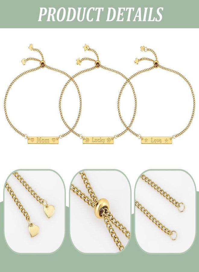 UNICRAFTALE DIY 304 Stainless Steel Rectangle Link Bracelet Making Kits Golden Engravable Bracelets Blank Tags Links Connectors 25cm Slider Bracelet 3.5mm Open Jump Rings for Bracelets Jewelry Making - Image 5