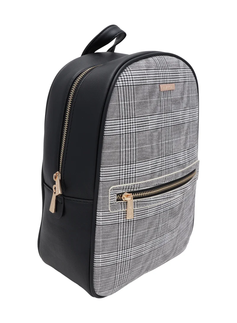 AMICA Eva Compact Black Plaid Women's Backpack Bag