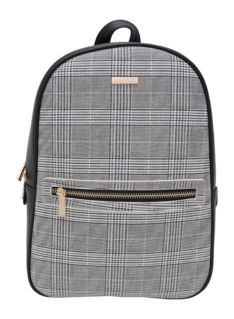 AMICA Eva Compact Black Plaid Women's Backpack Bag