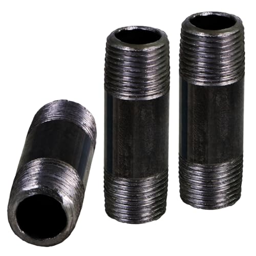 SupplyGiant 1/2 x 6 Inch Black Steel Pipe (10-Pack), Heavy Duty Industrial Malleable Iron Pipes, Pre Cut Threaded Nipple Great For All DIY Furniture And Black Pipe Shelving - Image 3