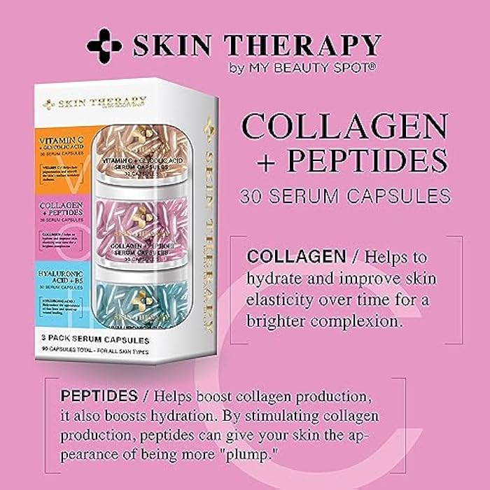 My Beauty Spot Facial Serum Capsules 3 Pack 90pcs Vitamin C Serum, Hylunaric Acid Serum, Collagen Serum for Face Anti Aging Anti Wrinkle Serum for Fine Lines - Image 3