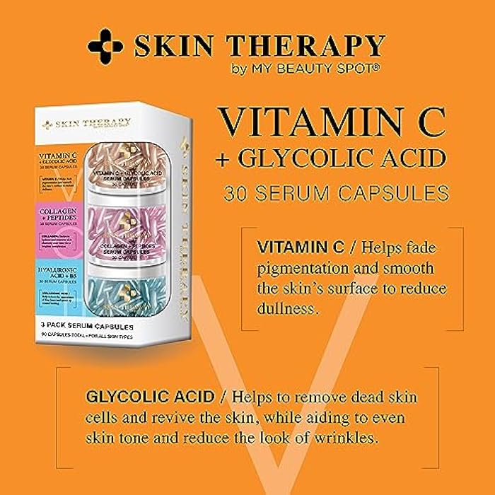 My Beauty Spot Facial Serum Capsules 3 Pack 90pcs Vitamin C Serum, Hylunaric Acid Serum, Collagen Serum for Face Anti Aging Anti Wrinkle Serum for Fine Lines - Image 2