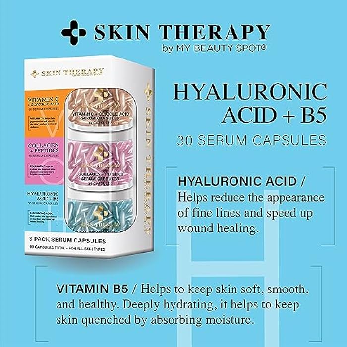 My Beauty Spot Facial Serum Capsules 3 Pack 90pcs Vitamin C Serum, Hylunaric Acid Serum, Collagen Serum for Face Anti Aging Anti Wrinkle Serum for Fine Lines - Image 4