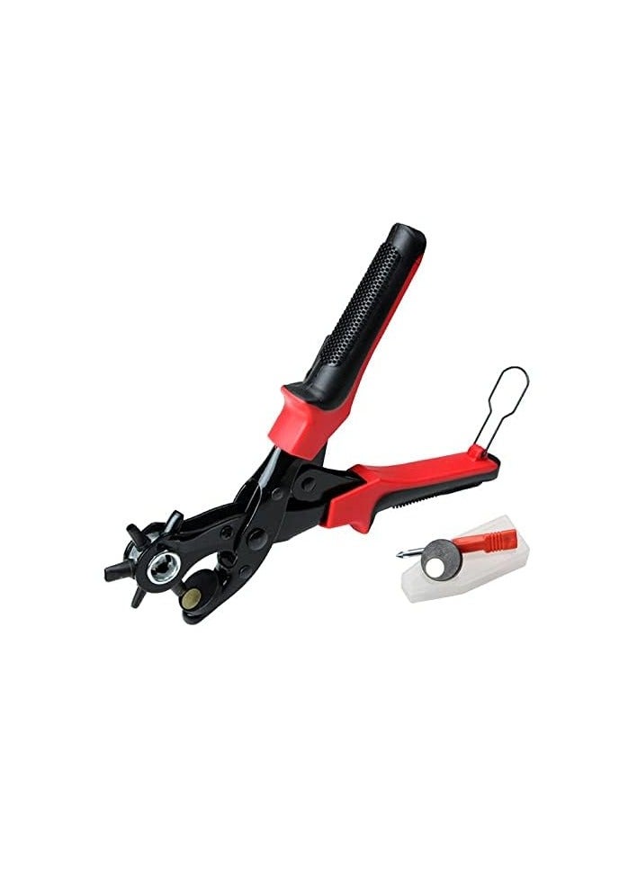 erorex Leather Hole Punch Tool for Belt - Updated Hole Sizes Puncher for Belt, Watch Band, Strap, Dog Collar, Saddle, Shoes, Fabric, DIY Home or Craft Project, 3 round holes, 3 flat holes - Image 1