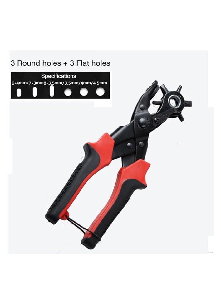erorex Leather Hole Punch Tool for Belt - Updated Hole Sizes Puncher for Belt, Watch Band, Strap, Dog Collar, Saddle, Shoes, Fabric, DIY Home or Craft Project, 3 round holes, 3 flat holes - Image 3