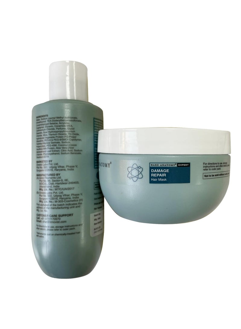 BARE ANATOMY Damage Repair Shampoo and Hair Mask Kit Repairs Damaged Weak and Dry Hair Prevents Hair Fall with Coconut Milk Protein Sulphate and Paraben Free for Women and Men 250ml 250g - Image 4