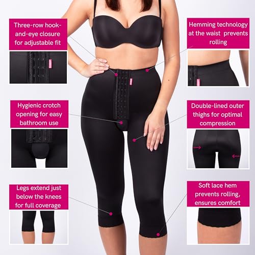 Lipoelastic  ملابس ضغط ما بعد العملية من نوع LIPOELASTIC TD Variant – مثالية لشفط الدهون من البطن، الوركين، الفخذين، الأرداف والركبتين (أسود، مقاس صغير جداً) - Image 3