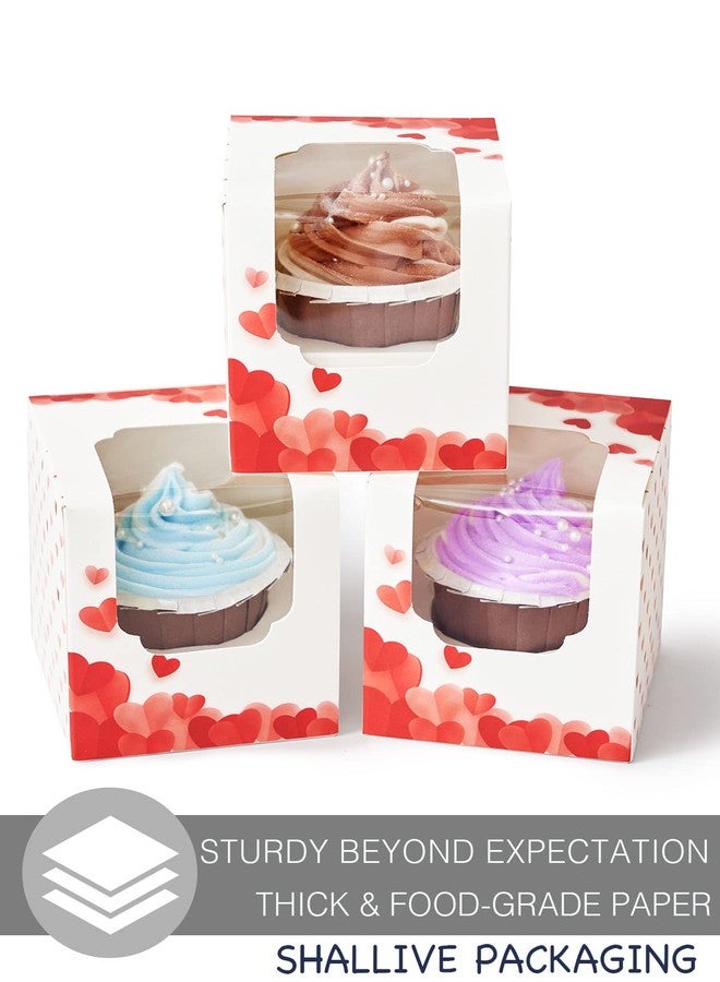 Shallive Valentine's Day Individual Cupcake Boxes 60 Pack with Window Single Cupcake Containers for Muffins, Chocolate Covered Strawberry for Wedding Favor Gift Cocoa Bomb Packaging with Inserts - Image 3