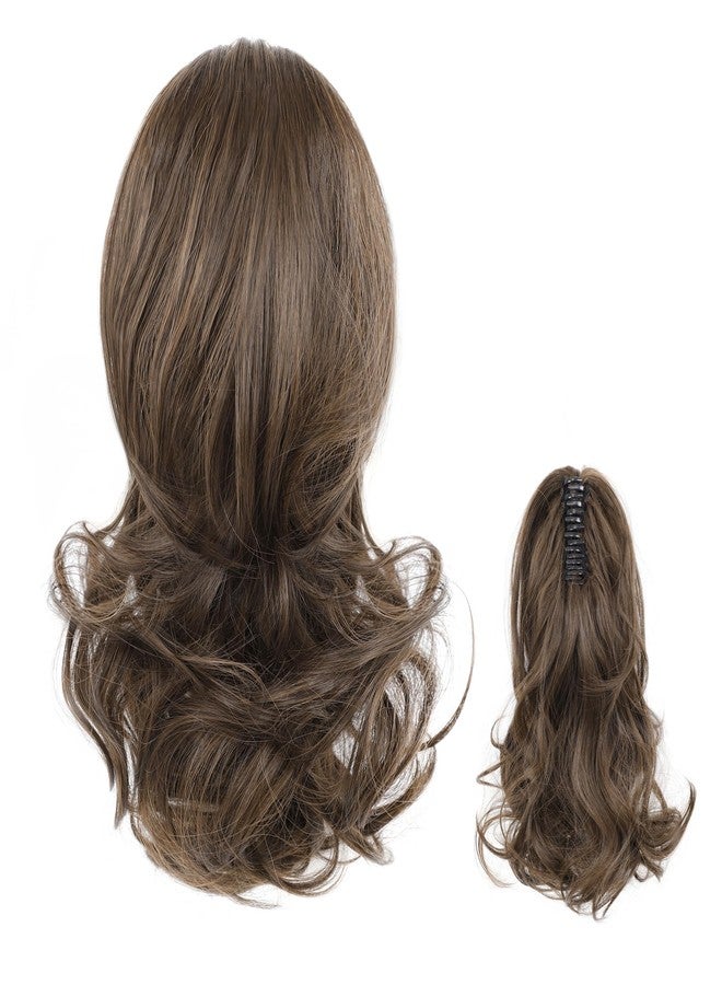 ZAVIDE 14Inches Claw Clip ponytail Extension Synthetic Hair Extension Ponytail Clip on Ponytail For Women Natural Looking Hairpiece (Brown) - Image 1