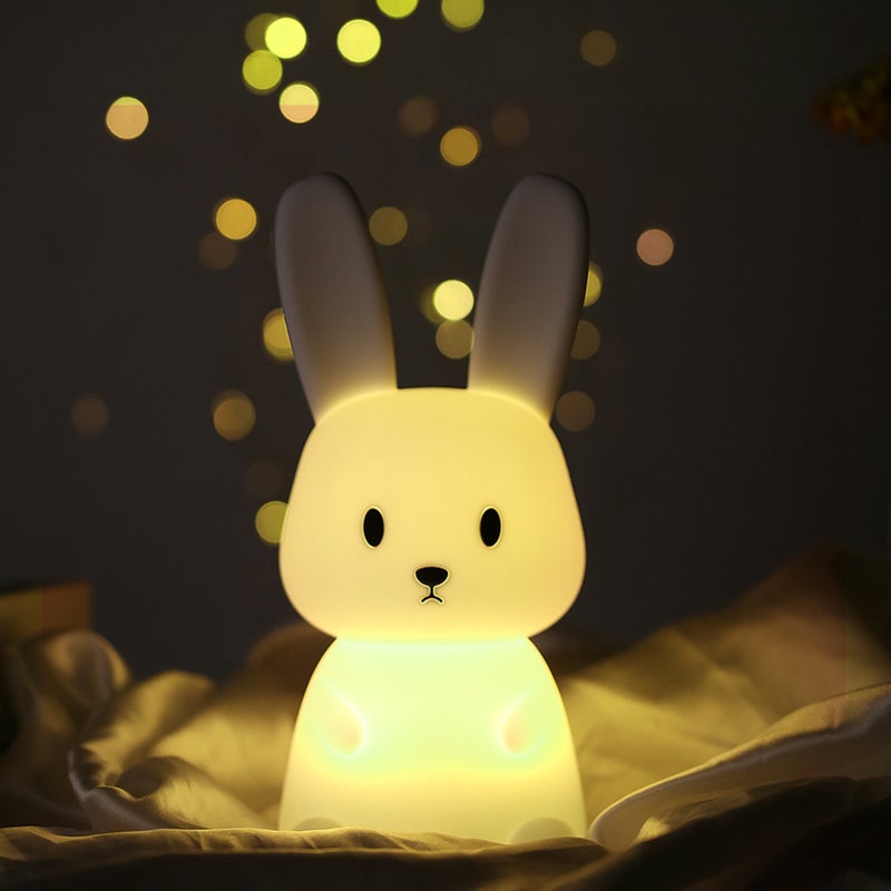 Cute Bunny Night Light, Colorful Night Light, Cute Rabbit Shaped Night Light with Touch Sensor LED, Soft Silicone Light, a great gift for birthday and festival for girls, baby, kids - Image 5