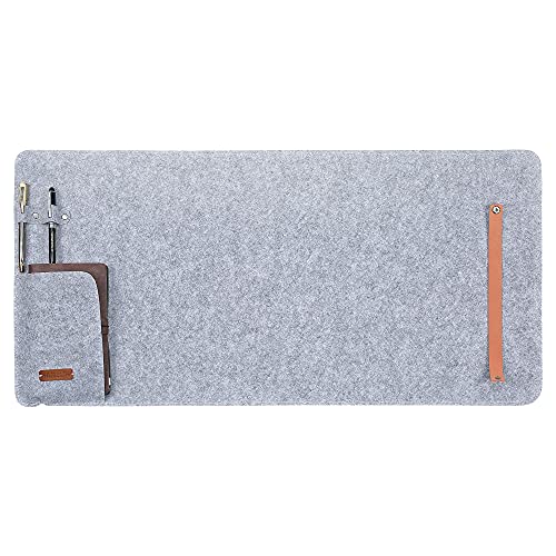Hamelin Neuro Felt Desk Spread | Vegan Leather Anti-Skid Anti-Slip Desk Mat with Flap & Loops | Laptop Mat for Work from Home Office & Gaming | Extended Mouse Pad & Keyboard Desk Pad | Grey, M… - Image 5