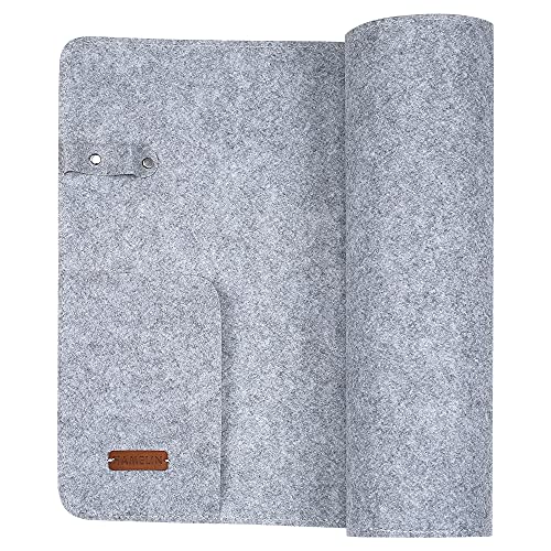 Hamelin Neuro Felt Desk Spread | Vegan Leather Anti-Skid Anti-Slip Desk Mat with Flap & Loops | Laptop Mat for Work from Home Office & Gaming | Extended Mouse Pad & Keyboard Desk Pad | Grey, M… - Image 1