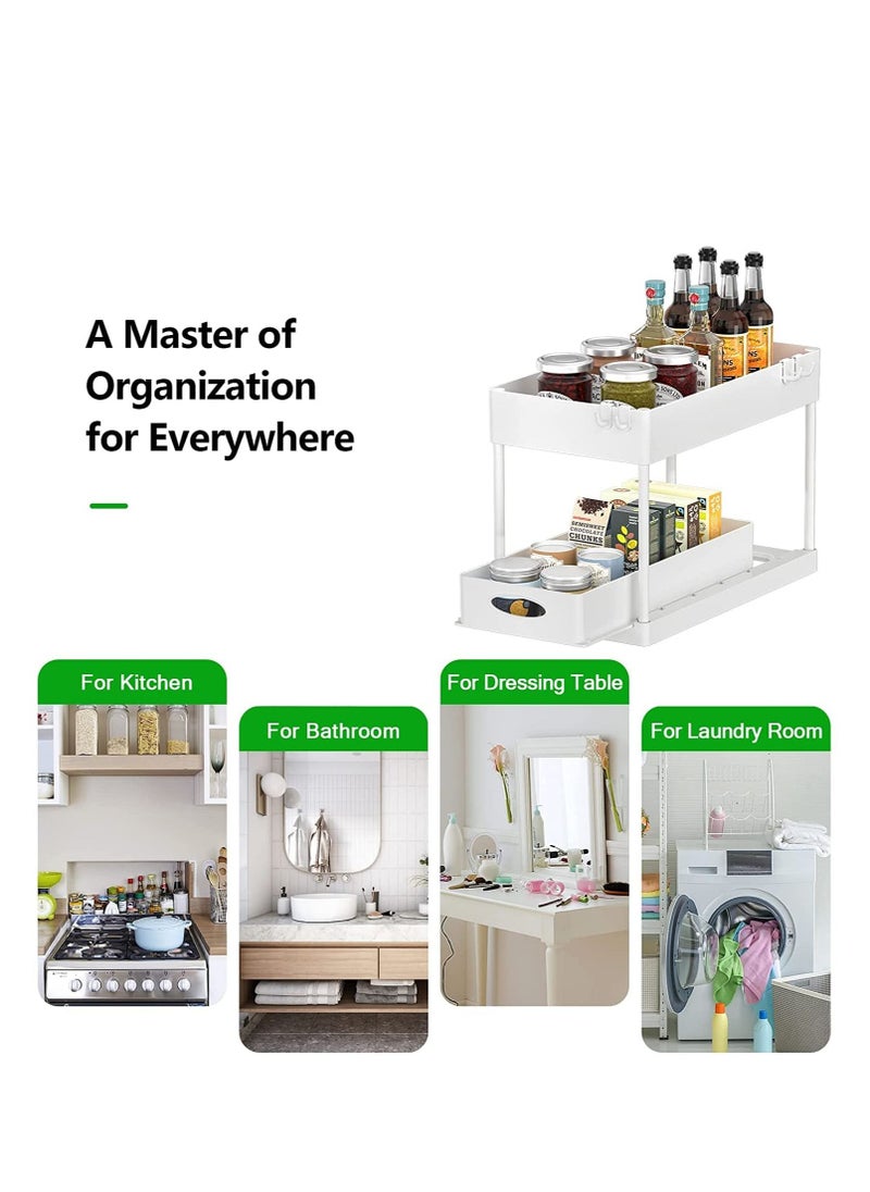 MIXDE - 2-Tier Under Sink Organizer with Sliding Storage Drawer, Under Sink Organizers and Storage Under Sliding Cabinet Basket Organizer for Bathroom Kitchen - Image 1
