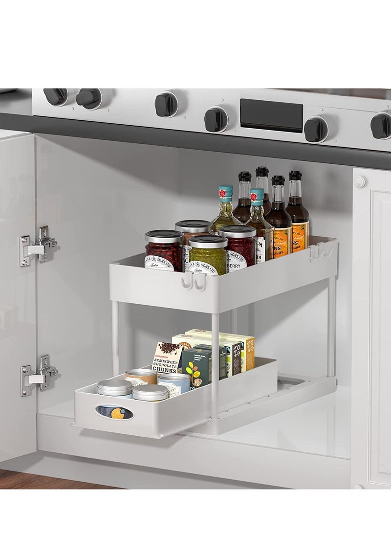 MIXDE - 2-Tier Under Sink Organizer with Sliding Storage Drawer, Under Sink Organizers and Storage Under Sliding Cabinet Basket Organizer for Bathroom Kitchen - Image 1