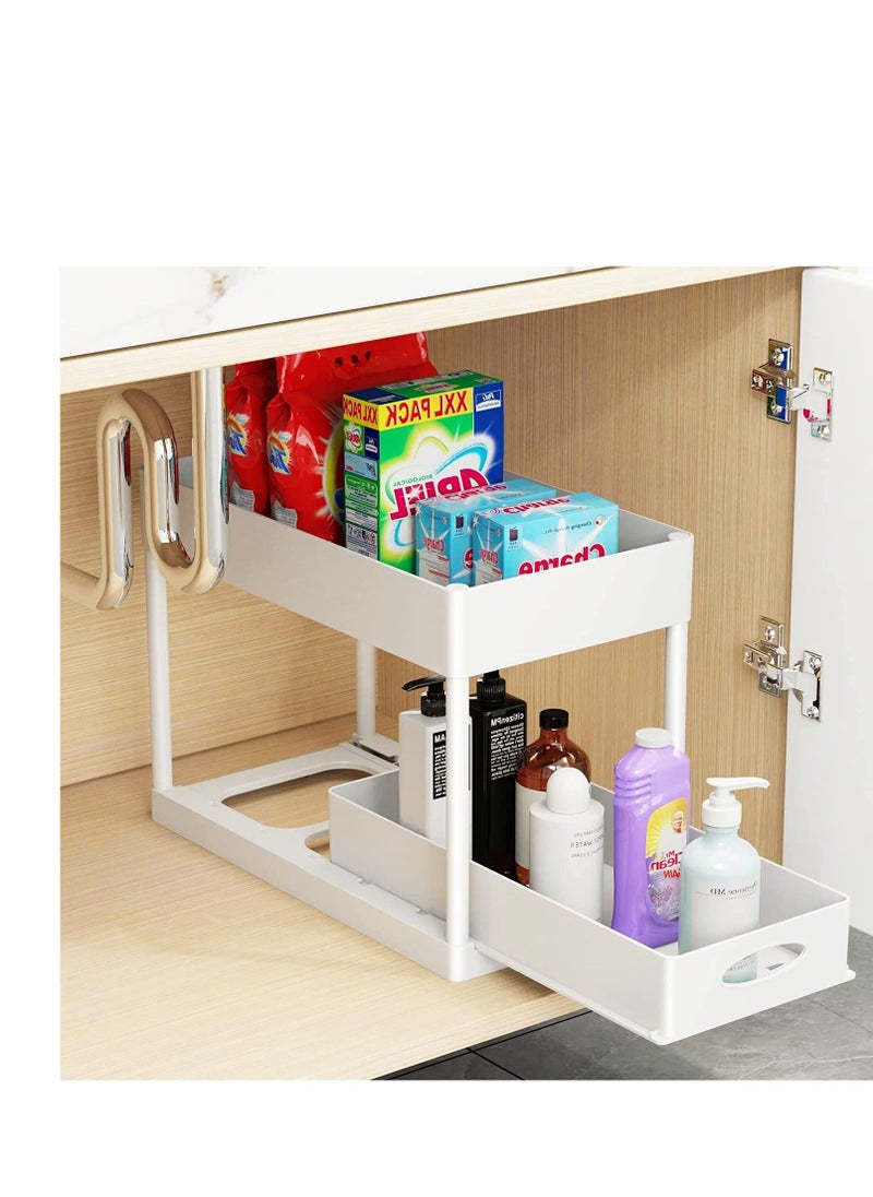 MIXDE - 2-Tier Under Sink Organizer with Sliding Storage Drawer, Under Sink Organizers and Storage Under Sliding Cabinet Basket Organizer for Bathroom Kitchen - Image 1