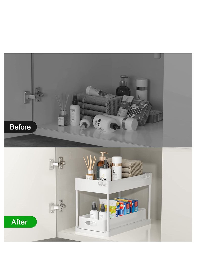 MIXDE - 2-Tier Under Sink Organizer with Sliding Storage Drawer, Under Sink Organizers and Storage Under Sliding Cabinet Basket Organizer for Bathroom Kitchen - Image 1