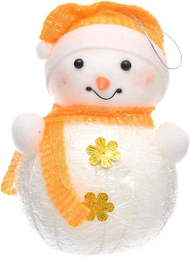 Generic Foam Medium Cute Iceman Figure With Elegant Hat For Christmas Party Decor - White Orange 