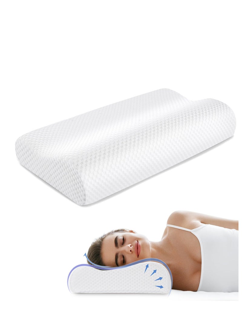 B Shaped Orthopedic Memory Foam Cervical Pillow  Neck & Body Pain Relief Hypoallergenic Anti Snore Support for All Sleepers