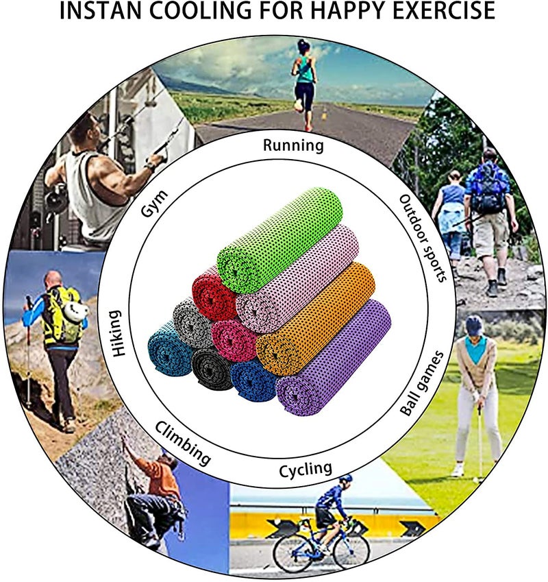 P-PLUS INTERNATIONAL Cooling Towel Cool Cold Towel for Neck, Microfiber Ice Towel, Soft Breathable Chilly Towel for Yoga, Golf, Gym, Camping, Running, Workout(Grey+Blue+Pink+Purple, Pack of 4) - Image 3