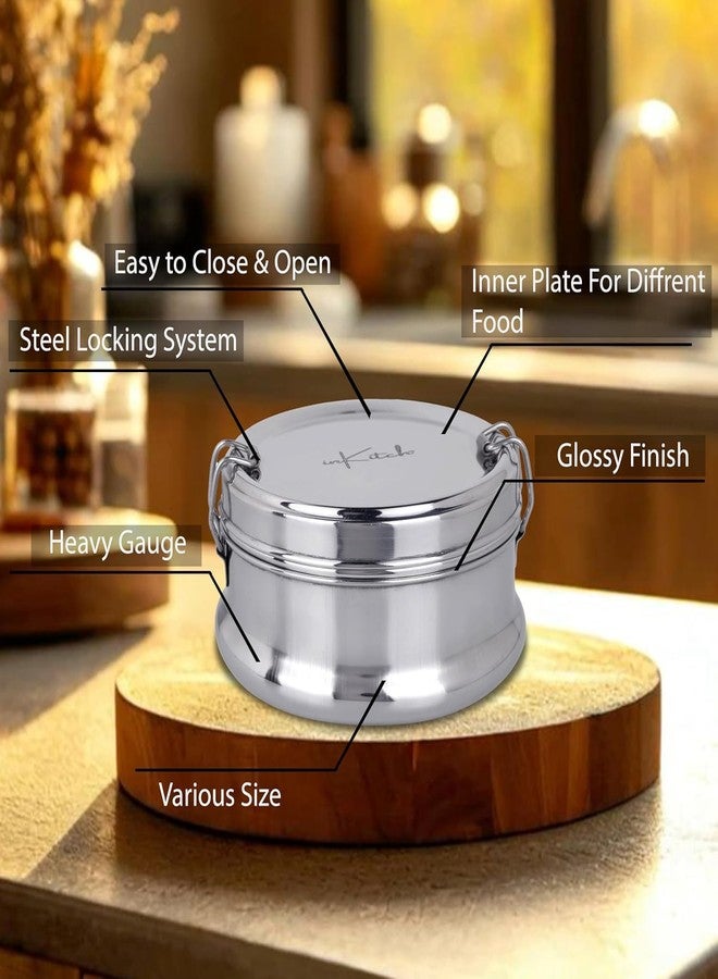 inKitch Premium Stainless Steel Lunch Box for Office, Kids & Travel | Airtight, Leakproof Meal Pack with Separator Plate & Locking Clip | Durable Portable Food Container (1, 250ml) - Image 4