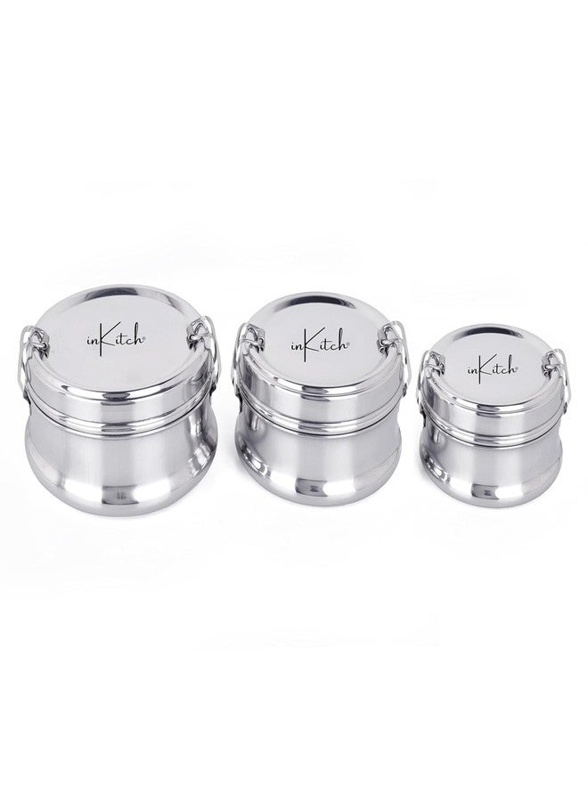 inKitch Premium Stainless Steel Lunch Box for Office, Kids & Travel | Airtight, Leakproof Meal Pack with Separator Plate & Locking Clip | Durable Portable Food Container (1, 250ml) - Image 2
