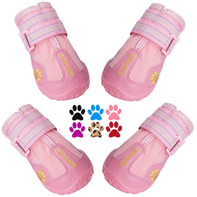 QUMY Dog Shoes for Large Dogs, Medium Dog Boots & Paw Protectors for Winter Snowy Day, Summer Hot Pavement, Water-Resistant in Rainy Weather, Outdoor Walking, Indoor Hardfloors Skid-Resistant Sole - Image 1
