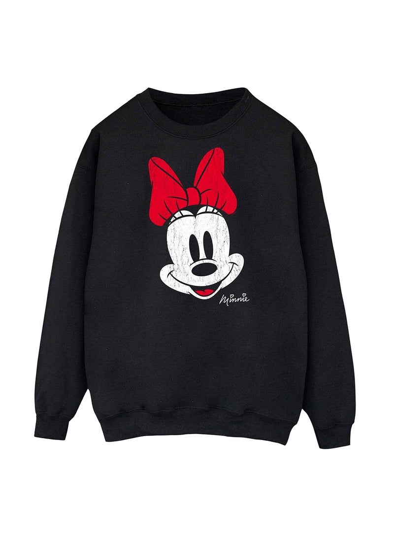 Disney Disney Womens/Ladies Minnie Mouse Face Sweatshirt - Black  - Image 1