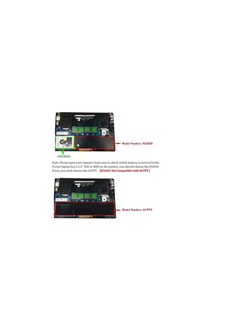 Terabyte REPLACEMENT H5H20 Battery for Dell XPS 15 9560 9550 9570 7590 7591 15-9560-D1845 Precision 5540 5530 5520 5510 62MJV 6GPTY M7R96 05041C 5D91C 11.4V 56WH - Image 4
