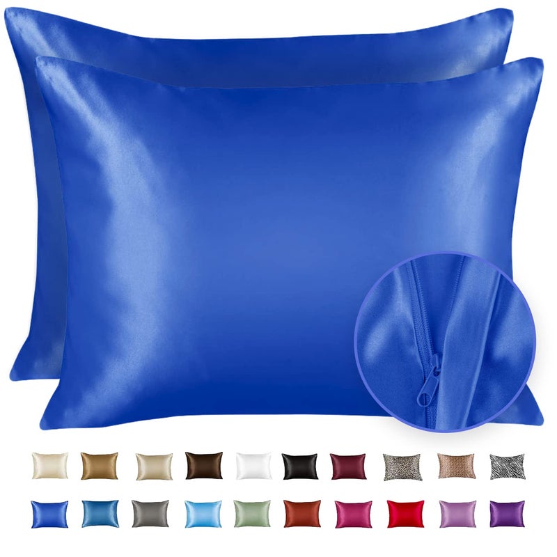 SHOPBEDDING ShopBedding Luxury Satin Pillowcase for Hair - King Satin Pillowcase with Zipper  Royal (Pillowcase Set of 2) - Blissford  - Image 1