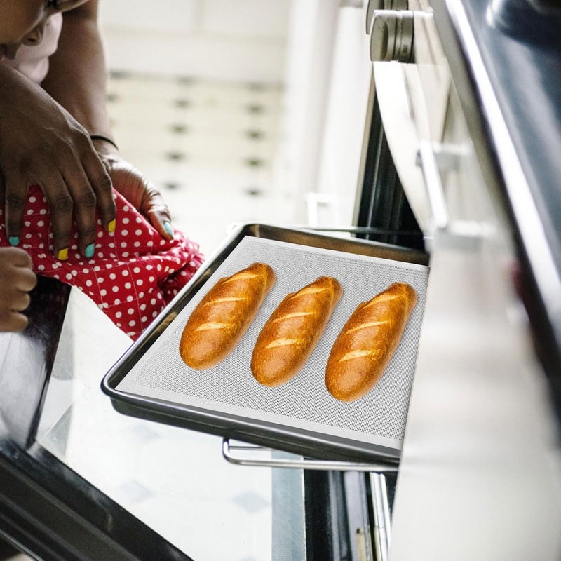 VICASKY Reusable Nonstick Baking Mat Sheet High Temperature Resistant Fiberglass Pastry Baking Mat Food Safe White Oven Liner for Cookies Bread - Image 5