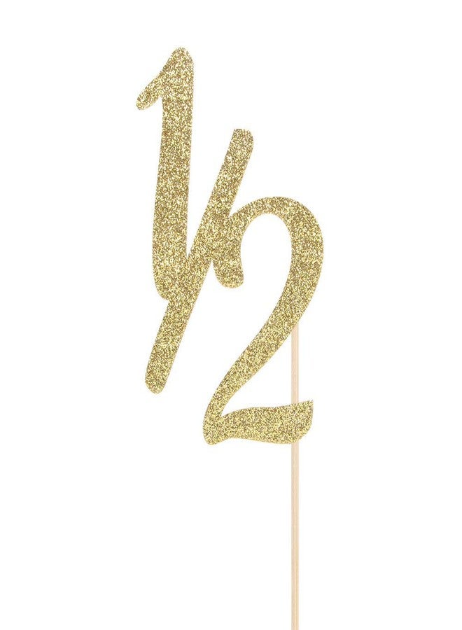 Festiko® Gold Glitter Half Year Cake Topper - Baby's Half Year Old Birthday Party Decoration - Image 2