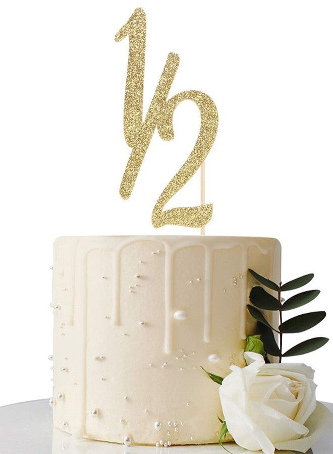Festiko® Gold Glitter Half Year Cake Topper - Baby's Half Year Old Birthday Party Decoration - Image 1