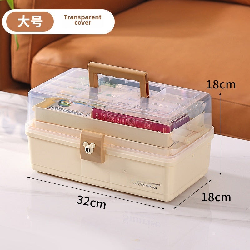 Medicine Box: High-quality Plastic Large Capacity Multi-layer Design - Transparent Child-friendly Medicine Organizer for Home Daily Use Emergency Situations Businesses - Image 1