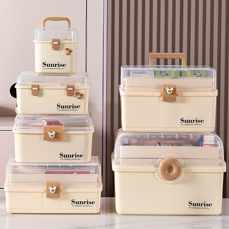 Medicine Box: High-quality Plastic Large Capacity Multi-layer Design - Transparent Child-friendly Medicine Organizer for Home Daily Use Emergency Situations Businesses - Image 2