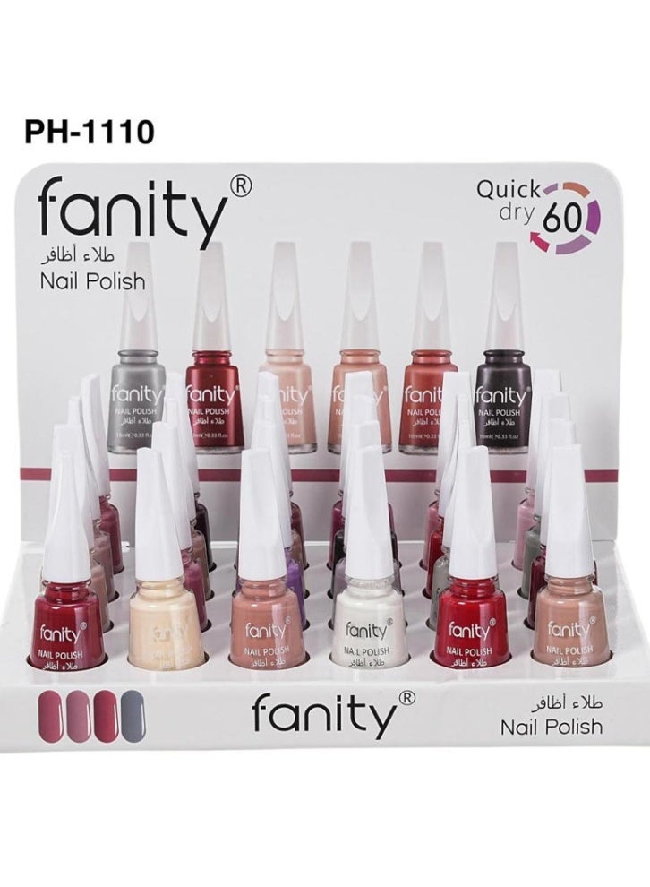 فانيتي طلاء اظافر غطاء ابيض ملون 24 حبة FANITY