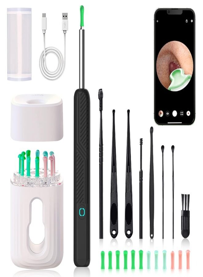 Generic Ear Wax Removal, Wireless Ear Cleaner Kit with 12 Ear Pickers and Storage Case, Ear Wax Removal Tool with Camera and 6 Ear Scoops, BLack  - Image 1