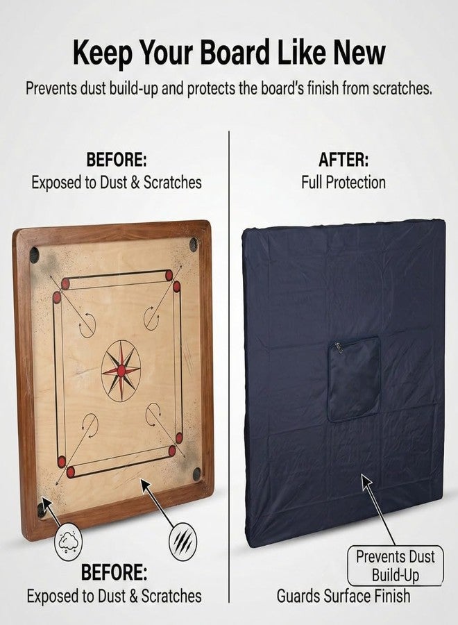 KNK Carrom Board Cover Champion Board Quality - Full & Half Carrom Cover with Extra Pocket for Coins, Striker & Powder (Jumno Half-Cover) - Image 4