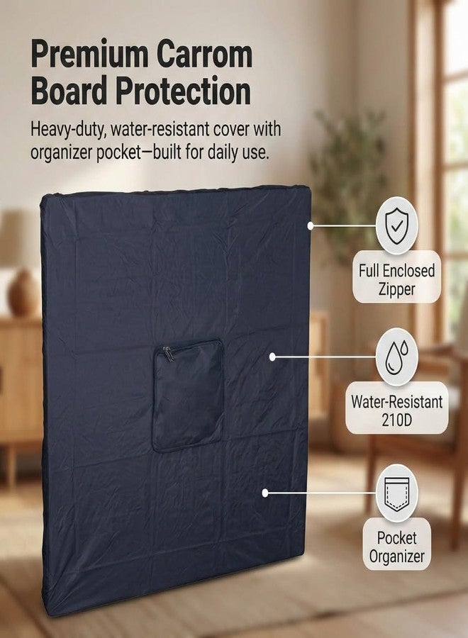 KNK Carrom Board Cover Champion Board Quality - Full & Half Carrom Cover with Extra Pocket for Coins, Striker & Powder (Jumno Half-Cover) - Image 5