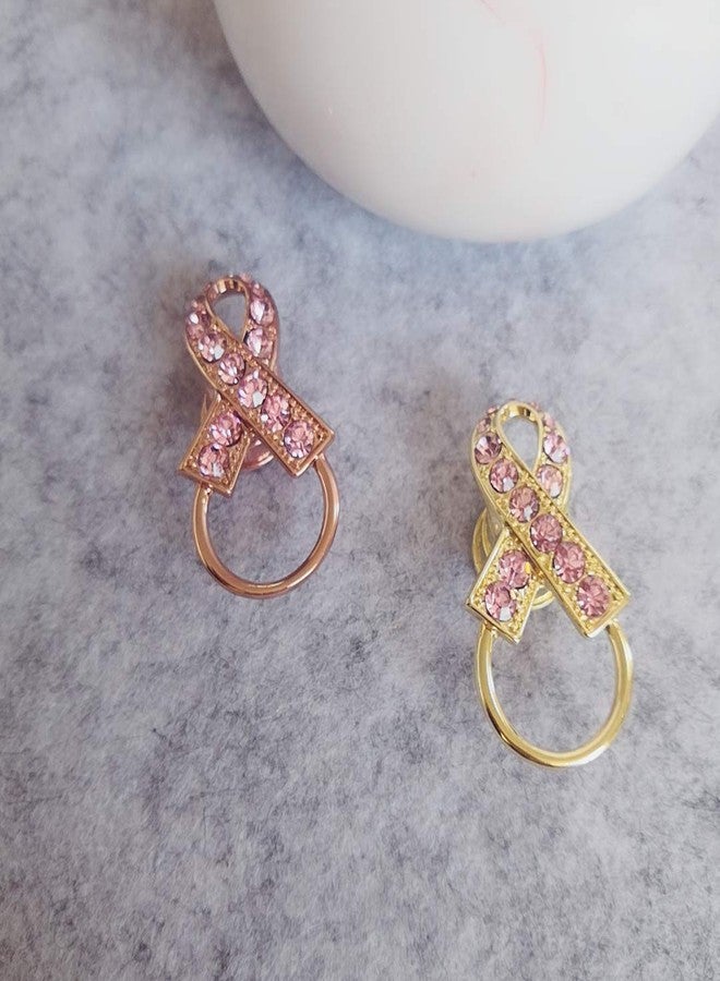 NOUMANDA Pink Crystal Ribbon Breast Cancer Awareness Magnetic Eyeglass Holder Safety Magnetic Brooch (rose gold) - Image 3