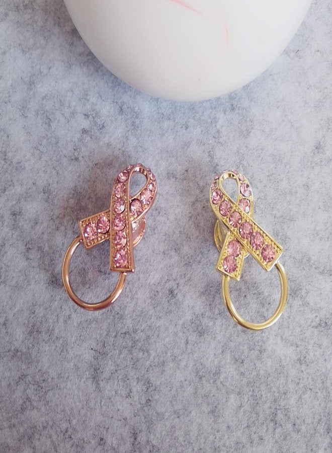 NOUMANDA Pink Crystal Ribbon Breast Cancer Awareness Magnetic Eyeglass Holder Safety Magnetic Brooch (rose gold) - Image 4