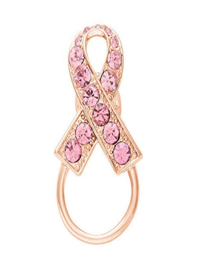 NOUMANDA Pink Crystal Ribbon Breast Cancer Awareness Magnetic Eyeglass Holder Safety Magnetic Brooch (rose gold) - Image 1