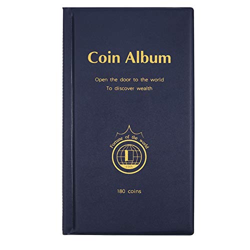 AITIME 180 Pockets Coin Collection Supplies - Coin Collecting Holders Book Album for Collectors, Collector Album Storage Suitable for Coin Diameter Less Than 1.66 Inches (Blue) - Image 1