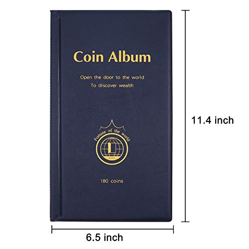 AITIME 180 Pockets Coin Collection Supplies - Coin Collecting Holders Book Album for Collectors, Collector Album Storage Suitable for Coin Diameter Less Than 1.66 Inches (Blue) - Image 4