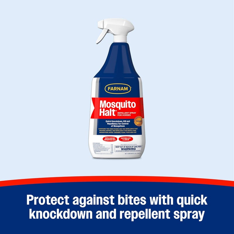 Farnam Mosquito Halt Repellent Spray for Horses, Quick Knockdown Against Mosquitoes, Flies and More, 32 fl oz - Image 2