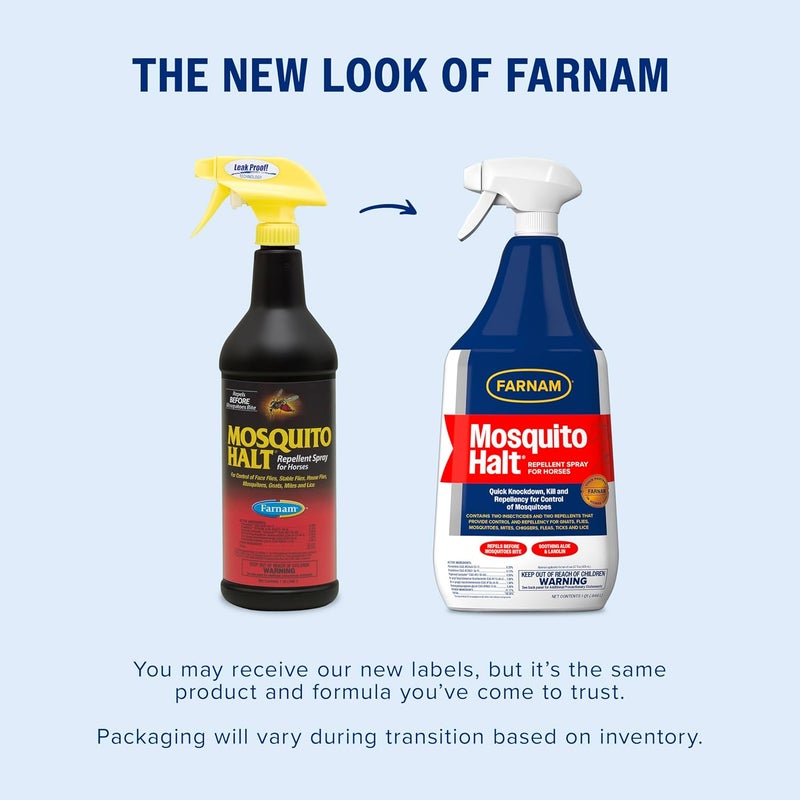Farnam Mosquito Halt Repellent Spray for Horses, Quick Knockdown Against Mosquitoes, Flies and More, 32 fl oz - Image 1