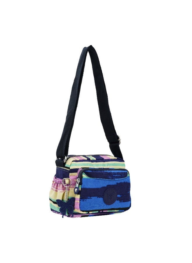 Caprice Collection Unisex Small Crossbody Bag – Waterproof Nylon, Lightweight & Compact, Multi-Color Horizontal Stripes - Image 5