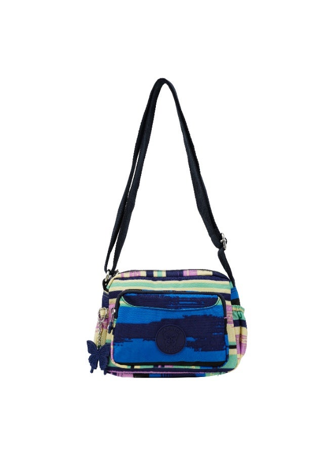 Caprice Collection Unisex Small Crossbody Bag – Waterproof Nylon, Lightweight & Compact, Multi-Color Horizontal Stripes - Image 1