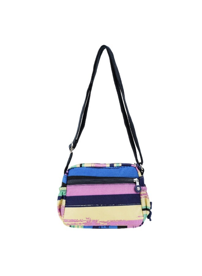 Caprice Collection Unisex Small Crossbody Bag – Waterproof Nylon, Lightweight & Compact, Multi-Color Horizontal Stripes - Image 3